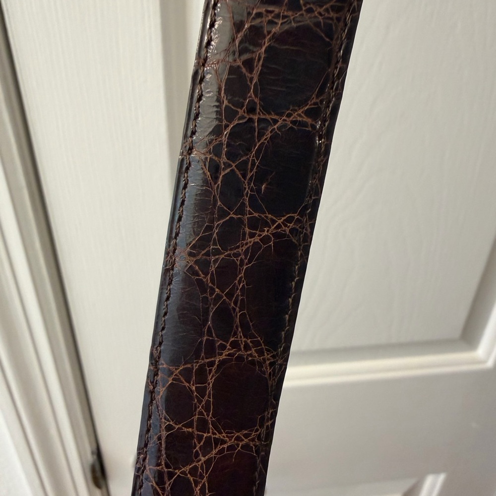 Dior Dark Brown Croc-Embossed Leather Watch Strap with Gold Buckle - Picture 3 of 7